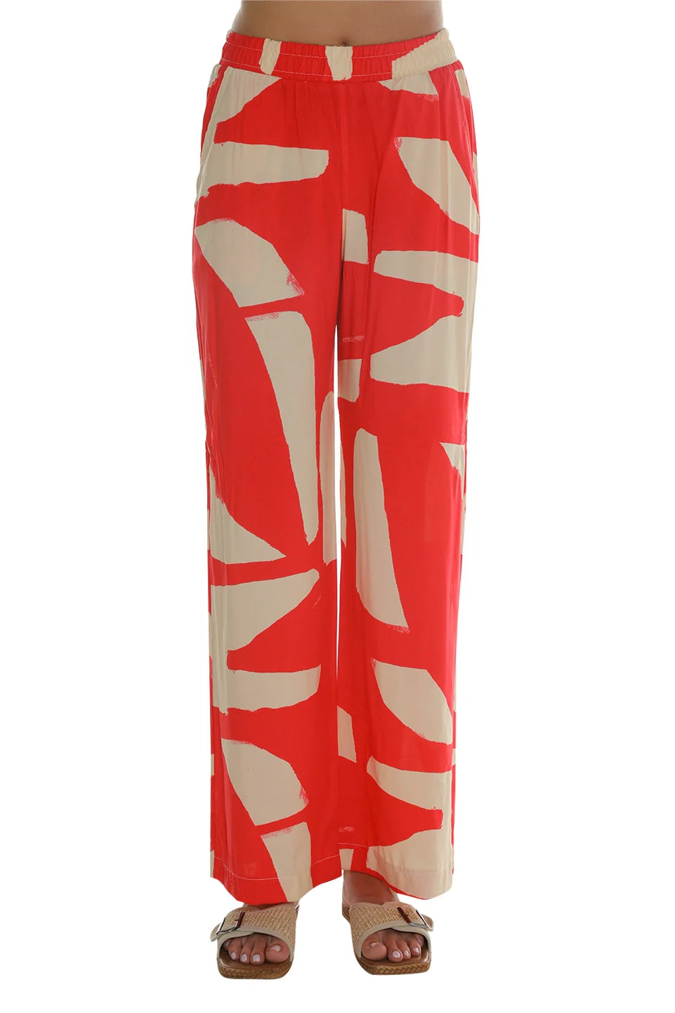 Coral Casual Pant With Printed Design