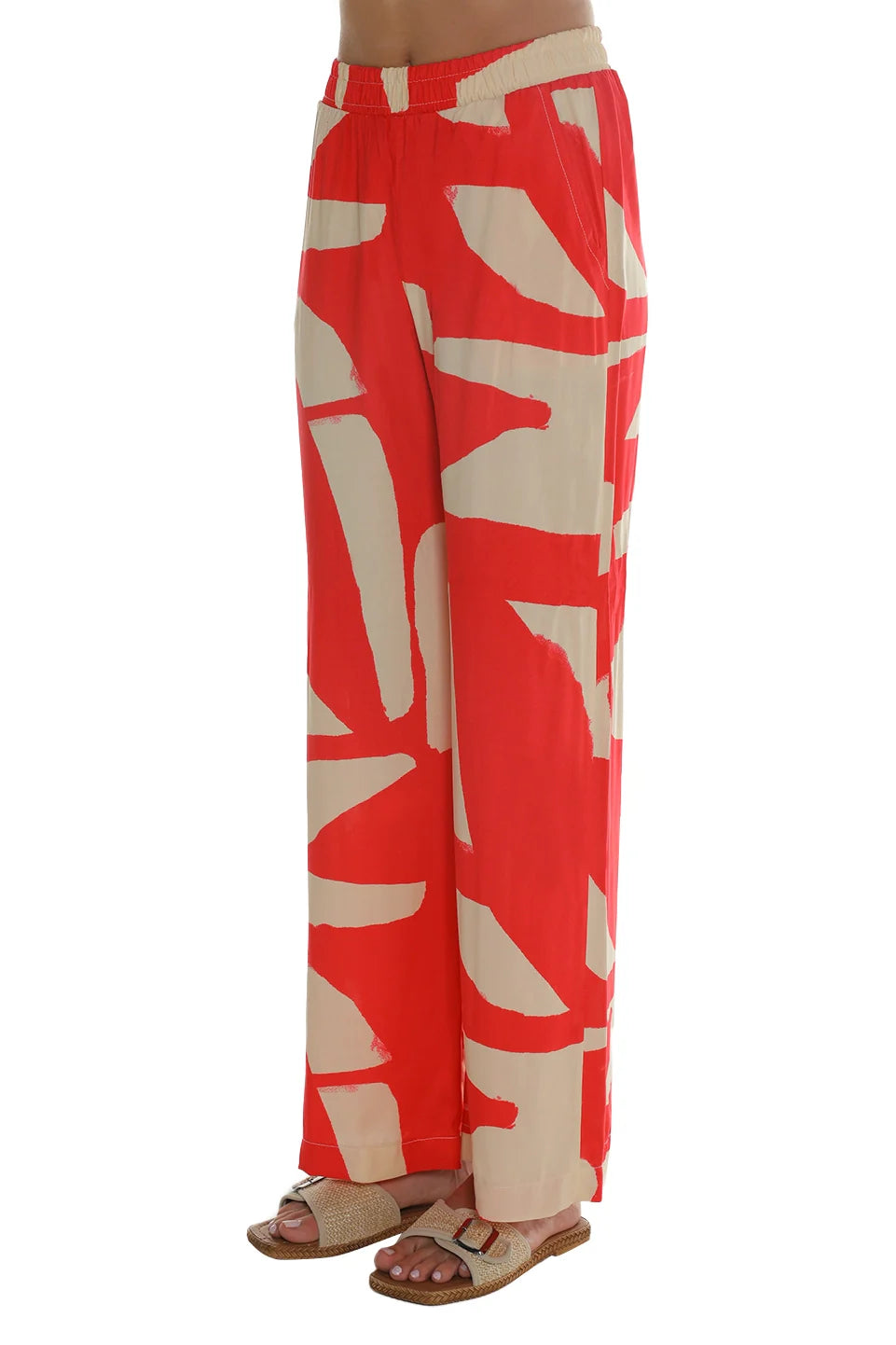 Coral Casual Pant With Printed Design