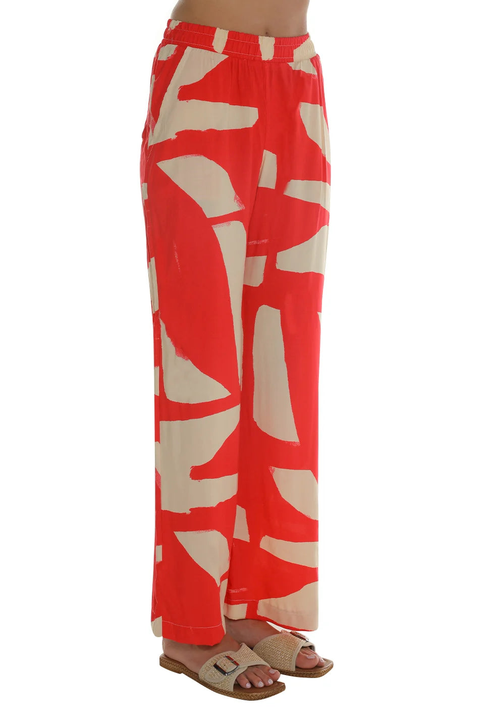 Coral Casual Pant With Printed Design