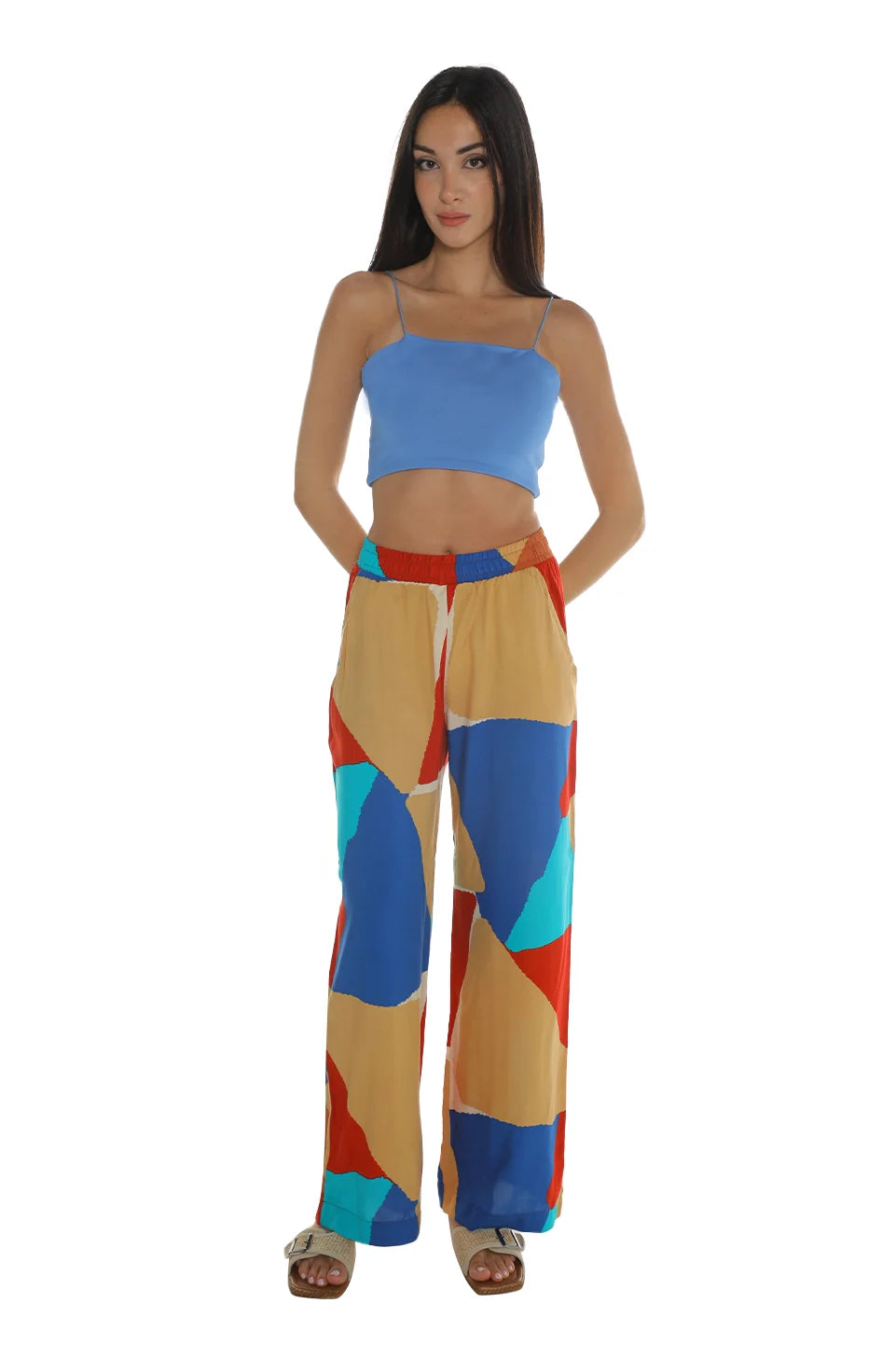 Thin Strap Blue Crop Top