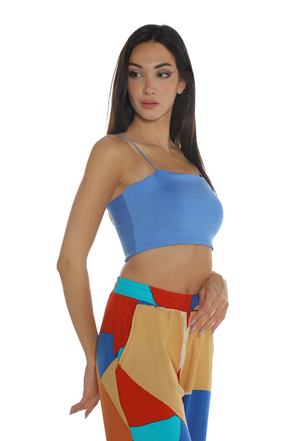 Thin Strap Blue Crop Top