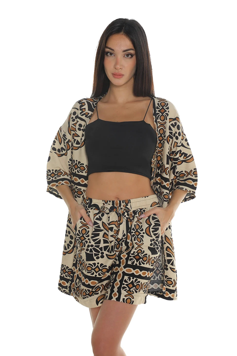 Havan Cardigan & Short Sets With Printed Design