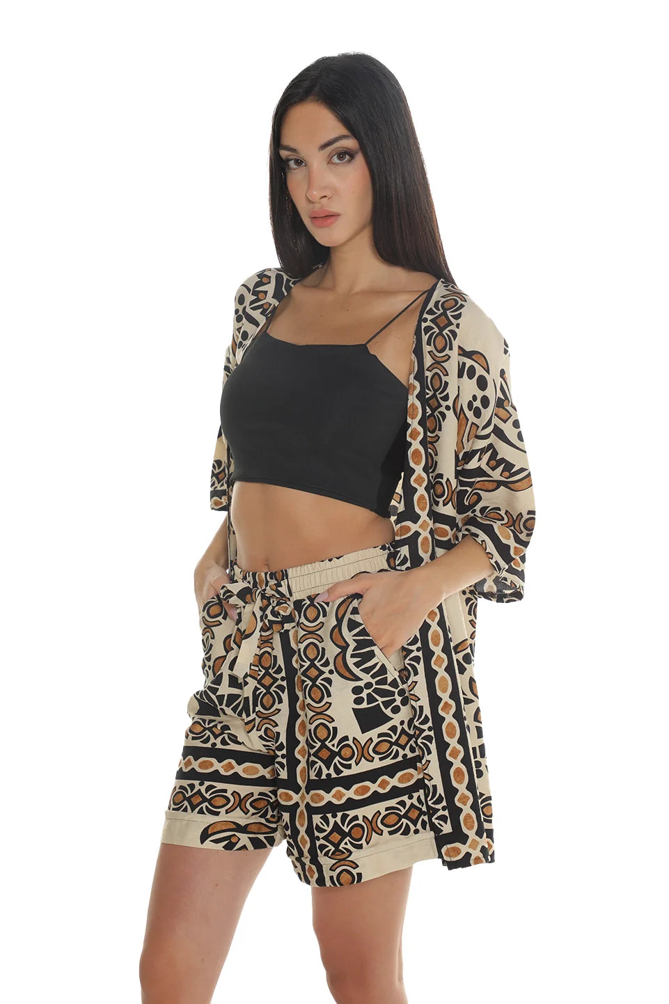 Havan Cardigan & Short Sets With Printed Design