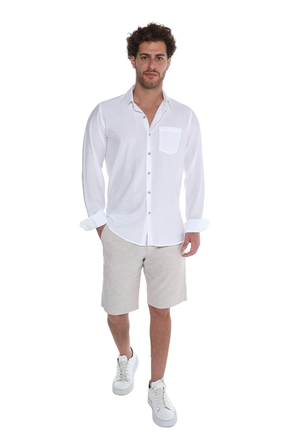 Casual White Shirt With Attached Chest Pocket