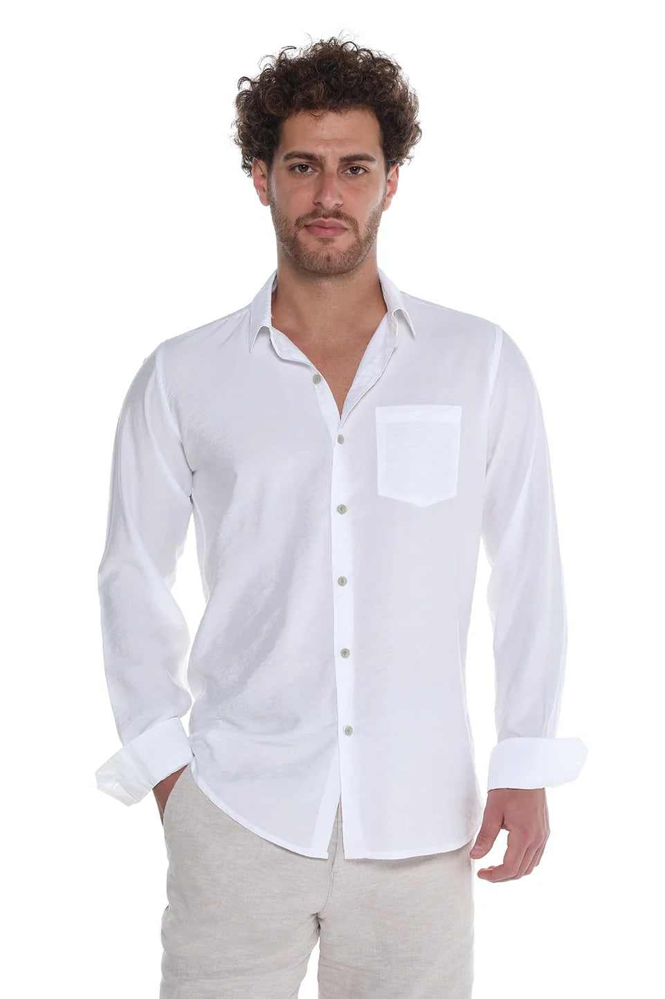 Casual White Shirt With Attached Chest Pocket