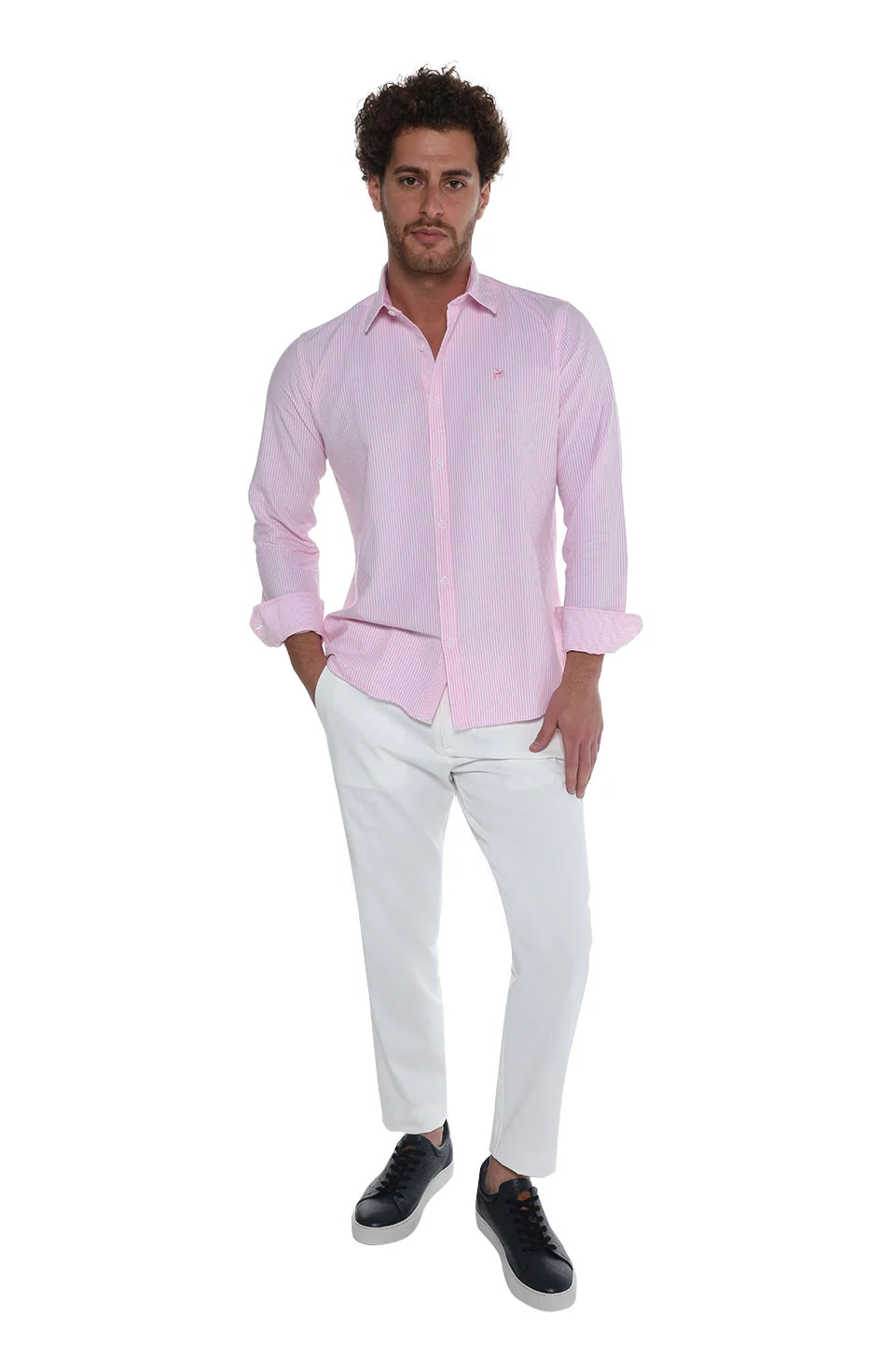 Pink Oxford Striped Shirt Long Sleeve