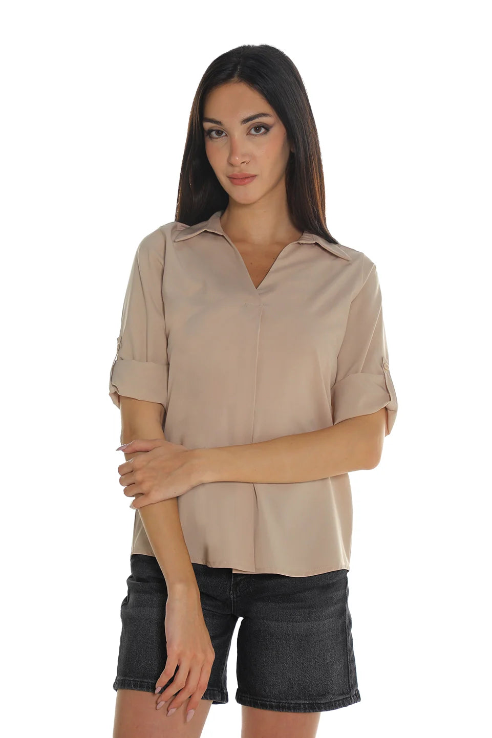 Beige Casual Shirt With Button To Close