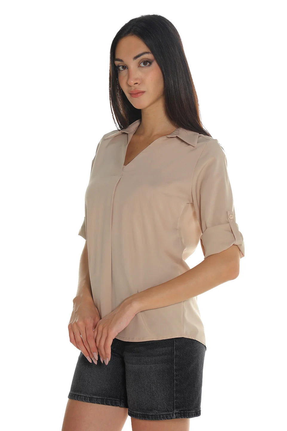 Beige Casual Shirt With Button To Close