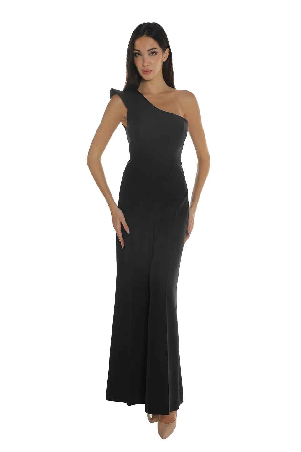 Black Jumpsuit With Asymmetrical Neckline