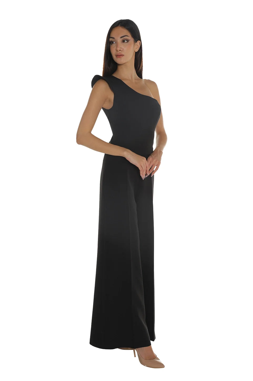 Black Jumpsuit With Asymmetrical Neckline