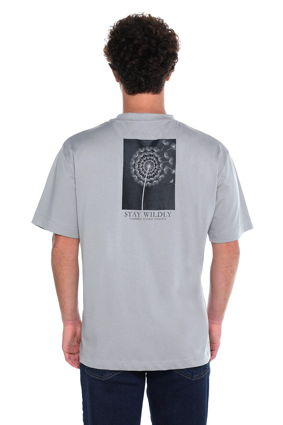 Grey Oversized T-Shirt With "Stay Wildly" Front Design