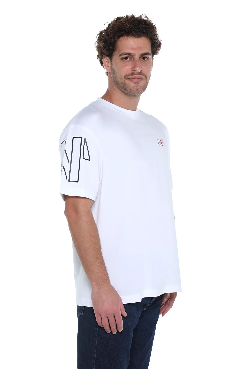Oversized White T-Shirt With Shoulder Design