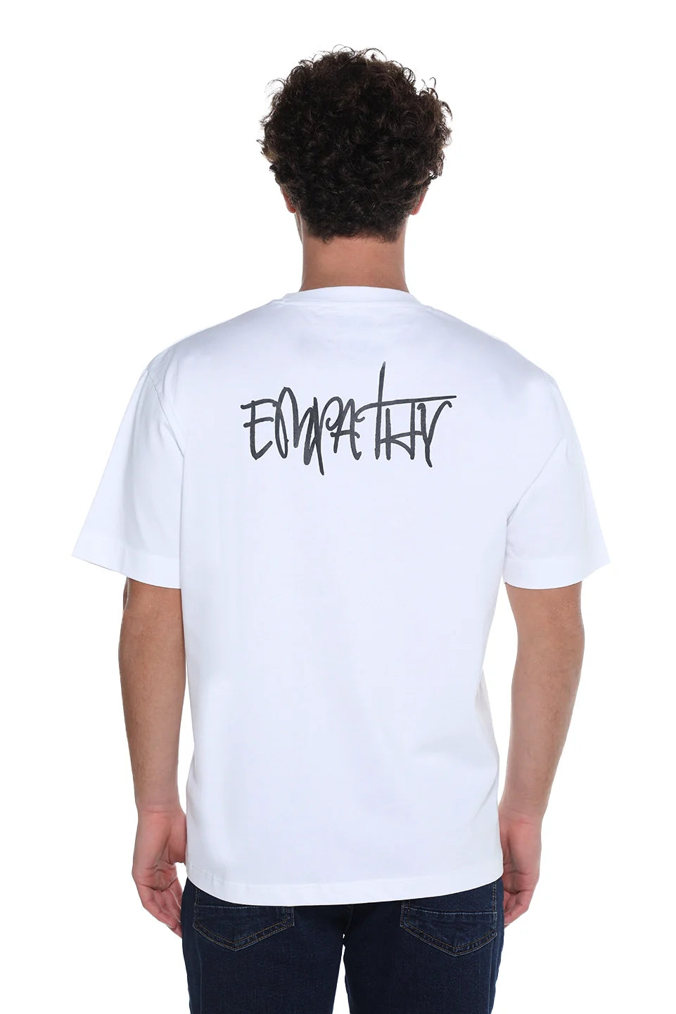 White Oversized T-Shirt With "Empathy" Back Design