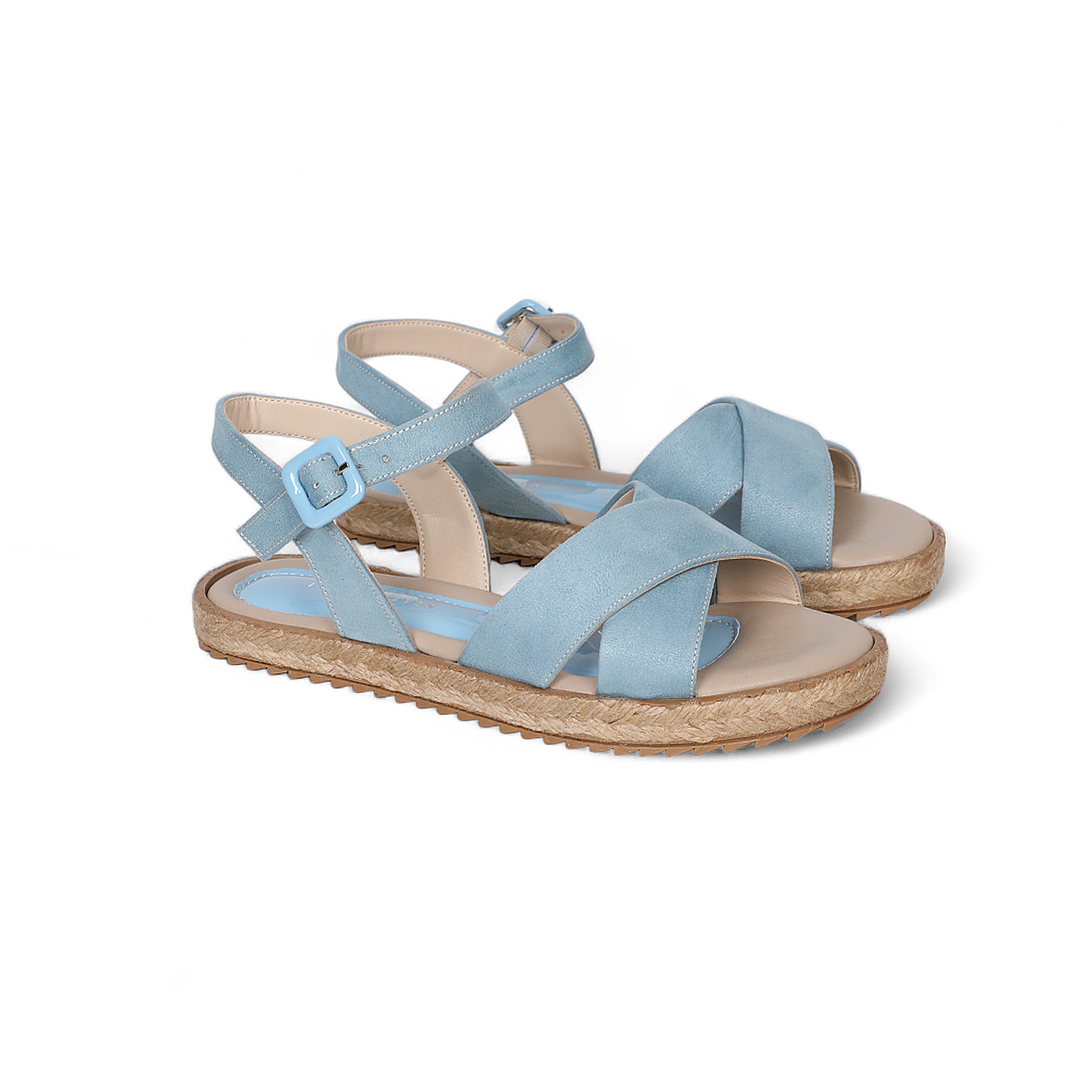 Leather Two Part Sandals In Blue