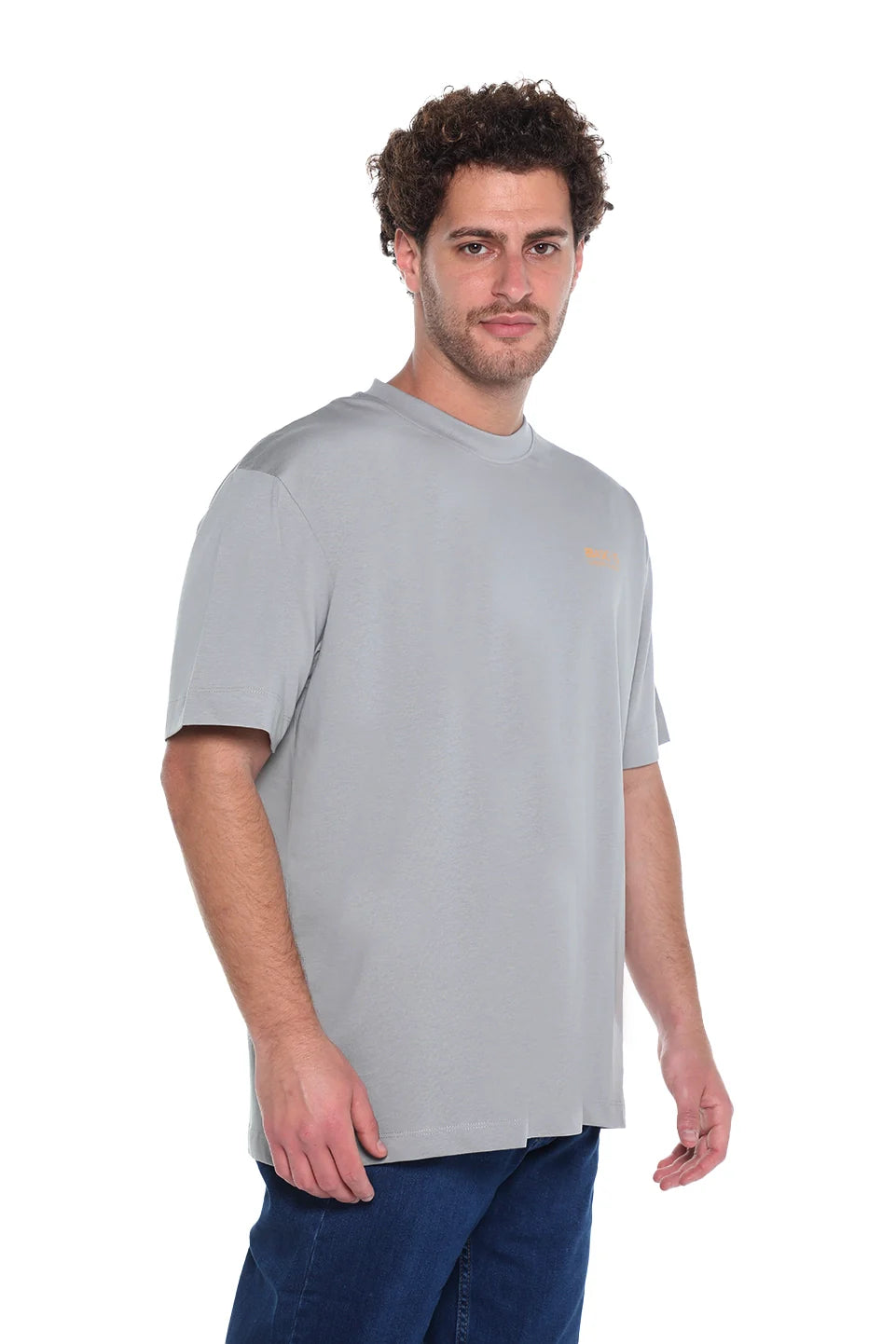 Grey Cotton Oversized T-Shirt With Back Design