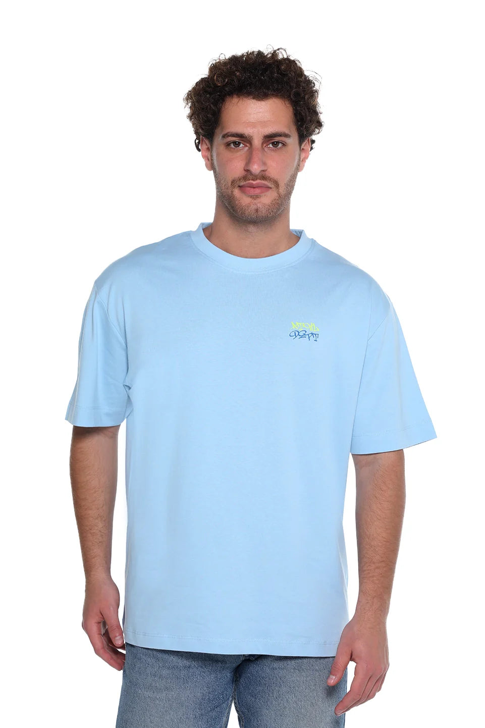 Oversized Blue T-Shirt With Front Design