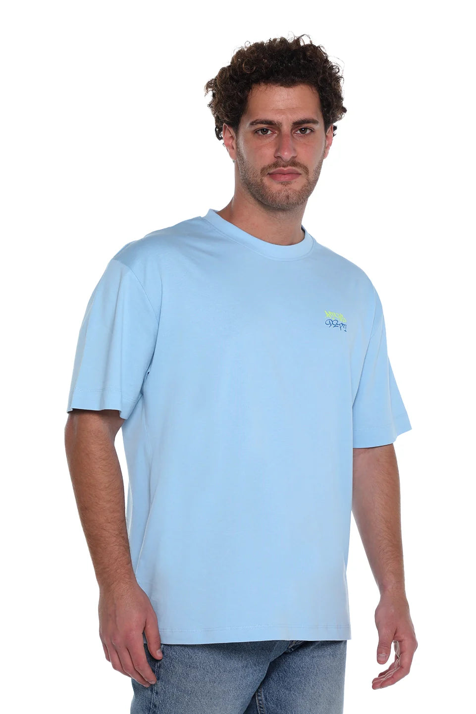 Oversized Blue T-Shirt With Front Design