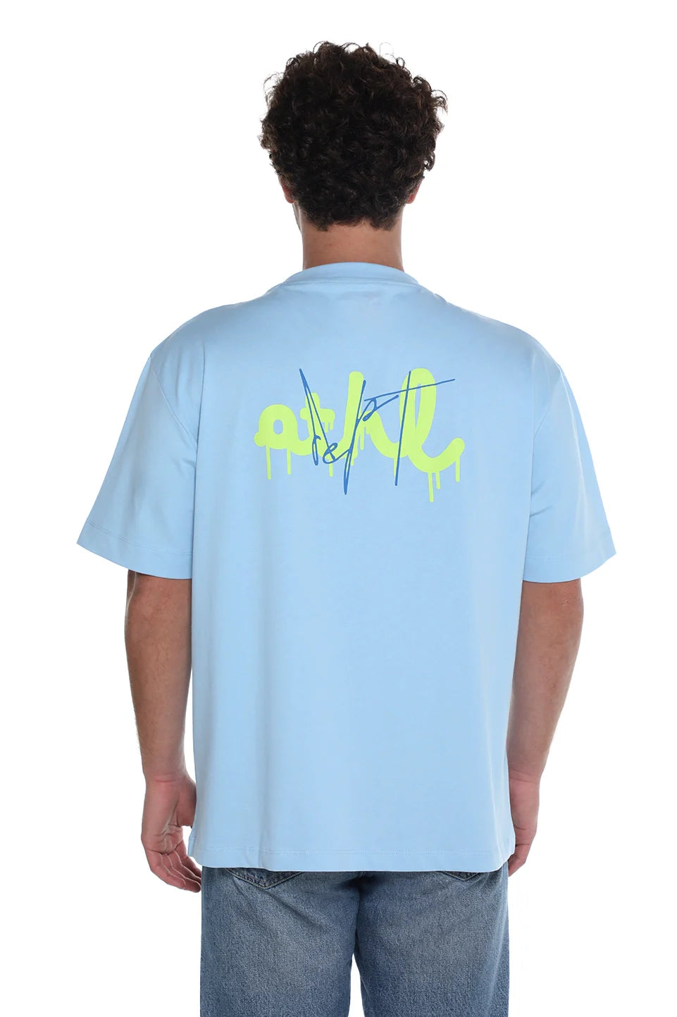 Oversized Blue T-Shirt With Front Design