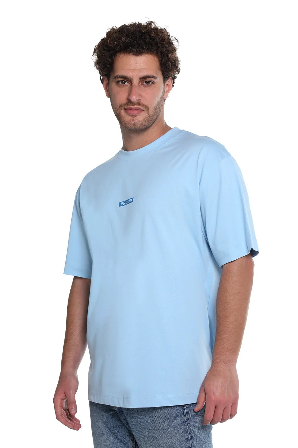 Blue Oversized T-Shirt With "Proud" Back Design
