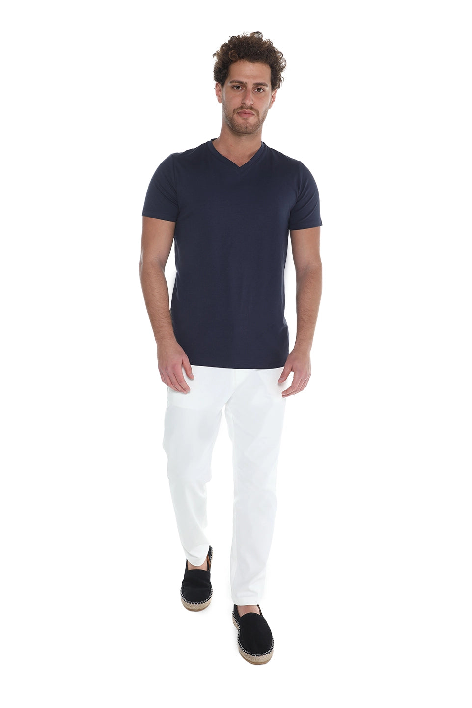 Navy Jack Dapper Short Sleeved Basic T-shirt With V-neck