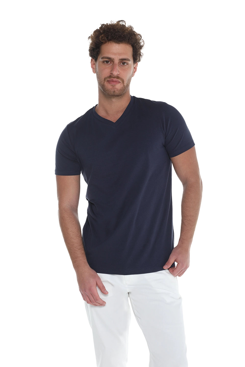 Navy Jack Dapper Short Sleeved Basic T-shirt With V-neck