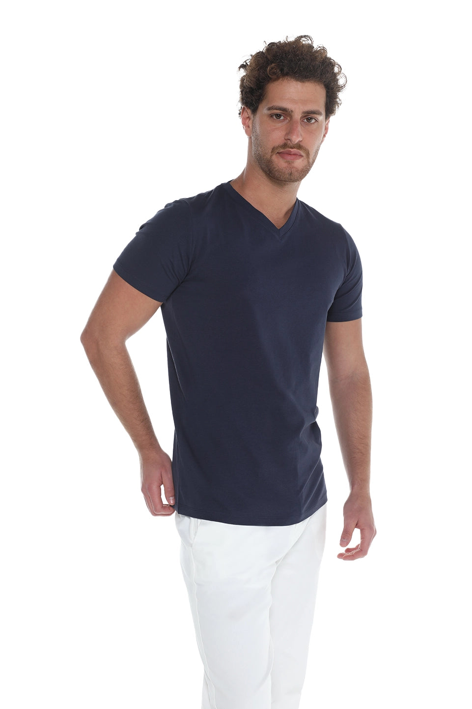Navy Jack Dapper Short Sleeved Basic T-shirt With V-neck