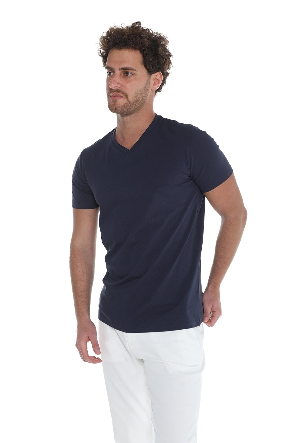 Navy Jack Dapper Short Sleeved Basic T-shirt With V-neck