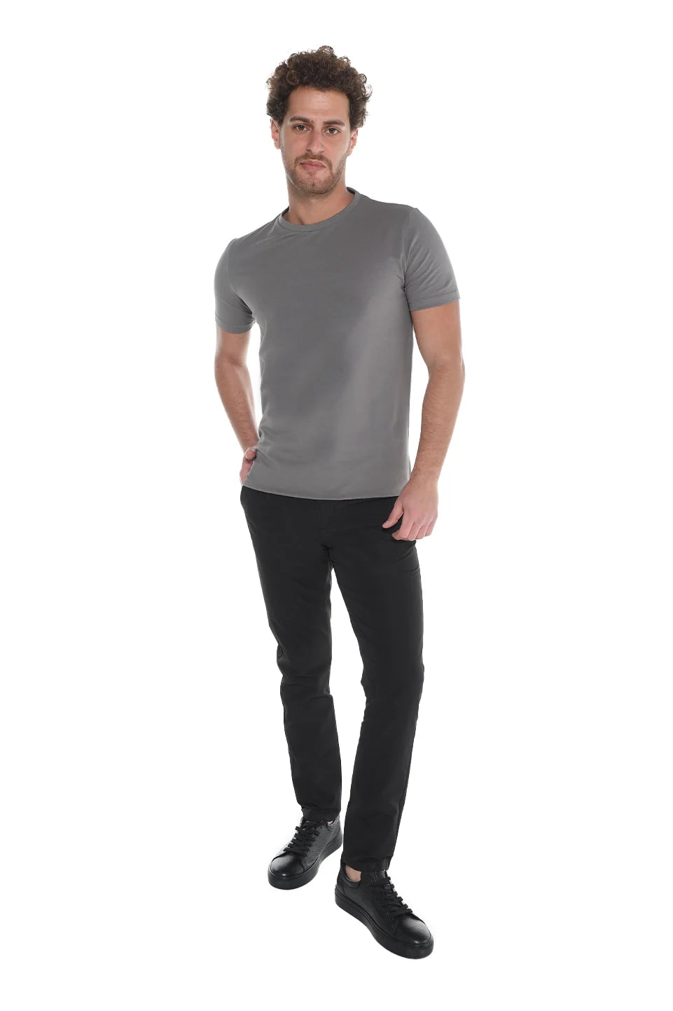 Light Grey Jack Dapper Short Sleeved Basic T-shirt With Round Neck