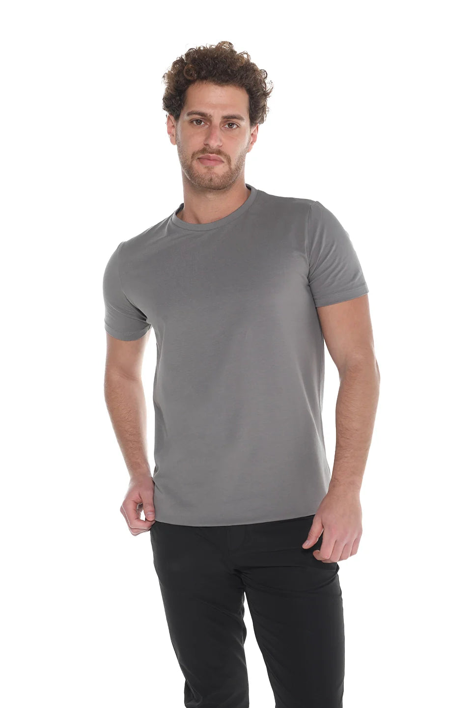 Light Grey Jack Dapper Short Sleeved Basic T-shirt With Round Neck