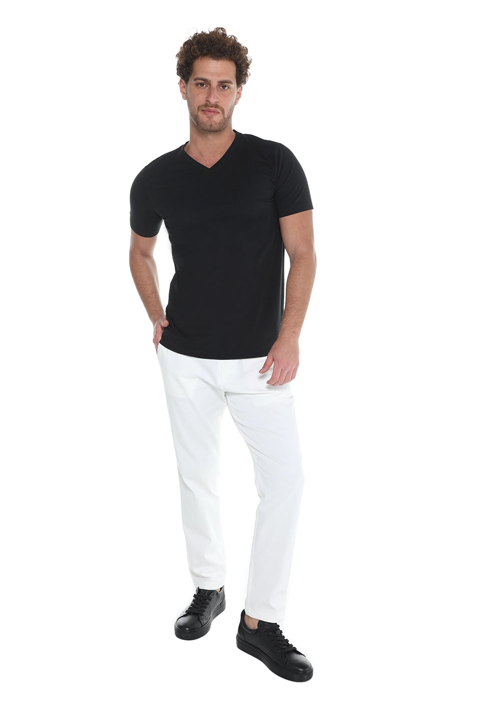 Black Jack Dapper Short Sleeved Basic T-shirt With V-neck