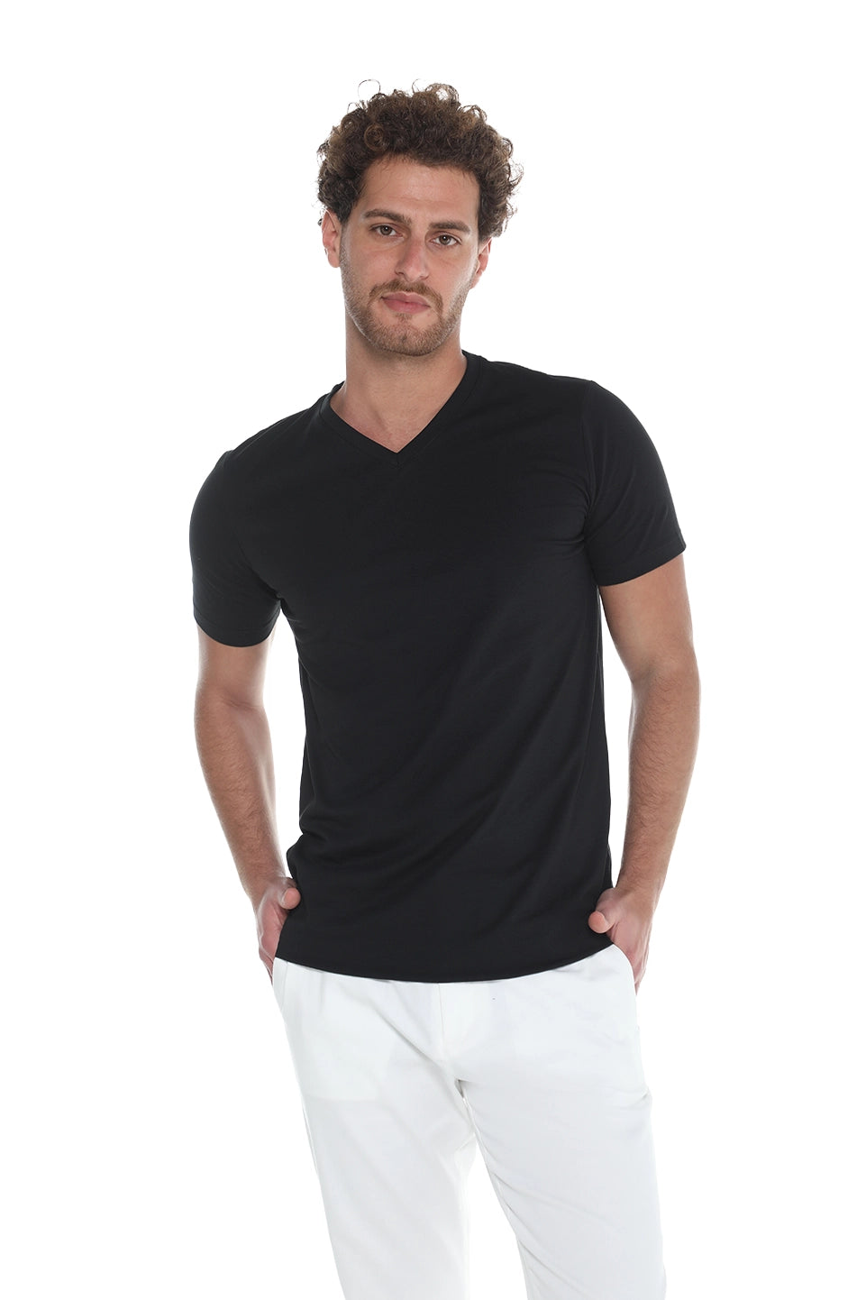 Black Jack Dapper Short Sleeved Basic T-shirt With V-neck
