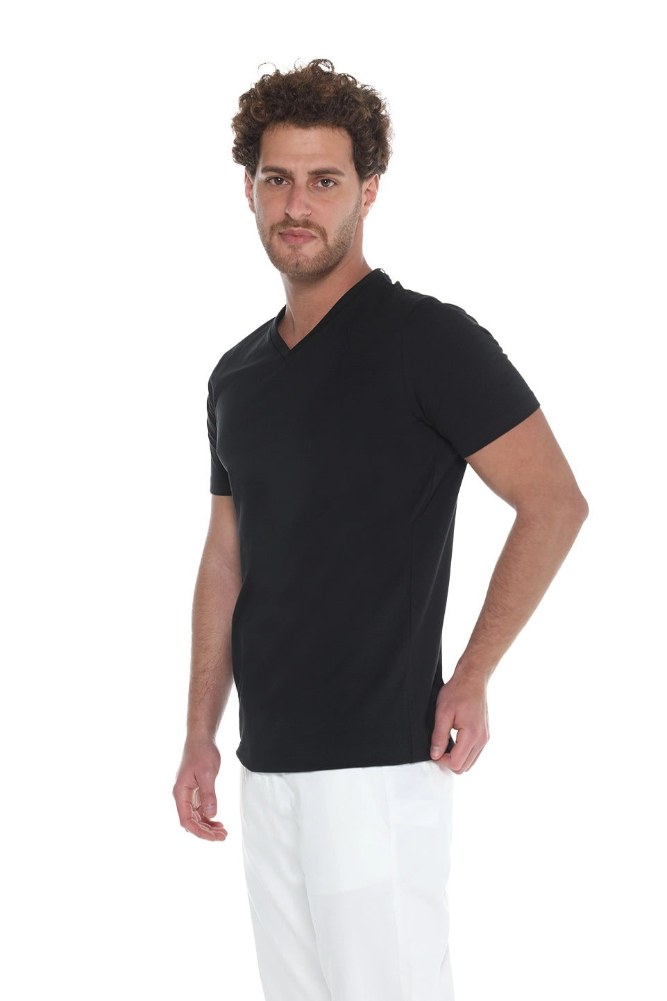 Black Jack Dapper Short Sleeved Basic T-shirt With V-neck