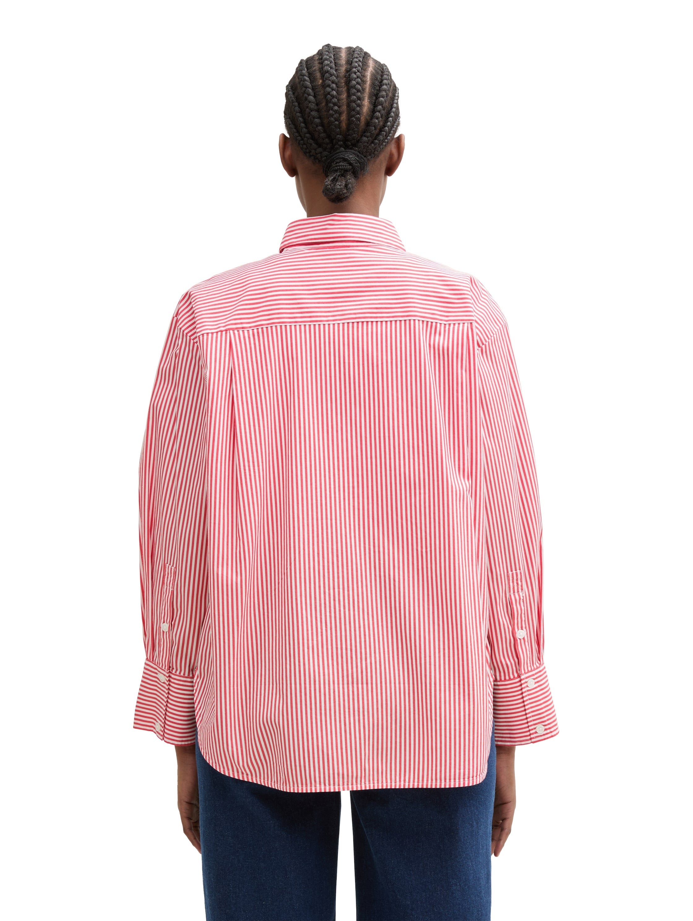 Tom Tailor Loose Fit Pink White Striped Shirt