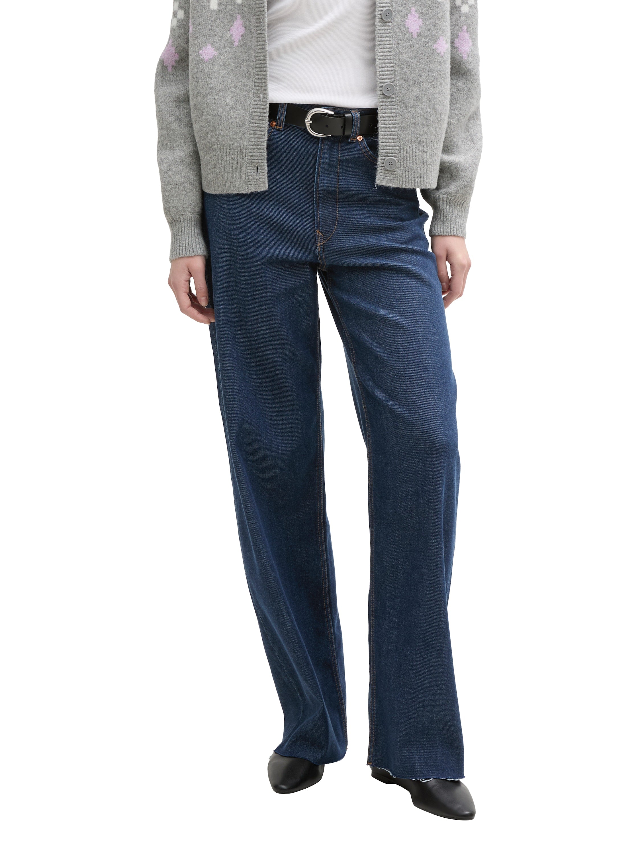 Tom Tailor Dark Stone Blue Denim Wide Leg Jeans With Stretch