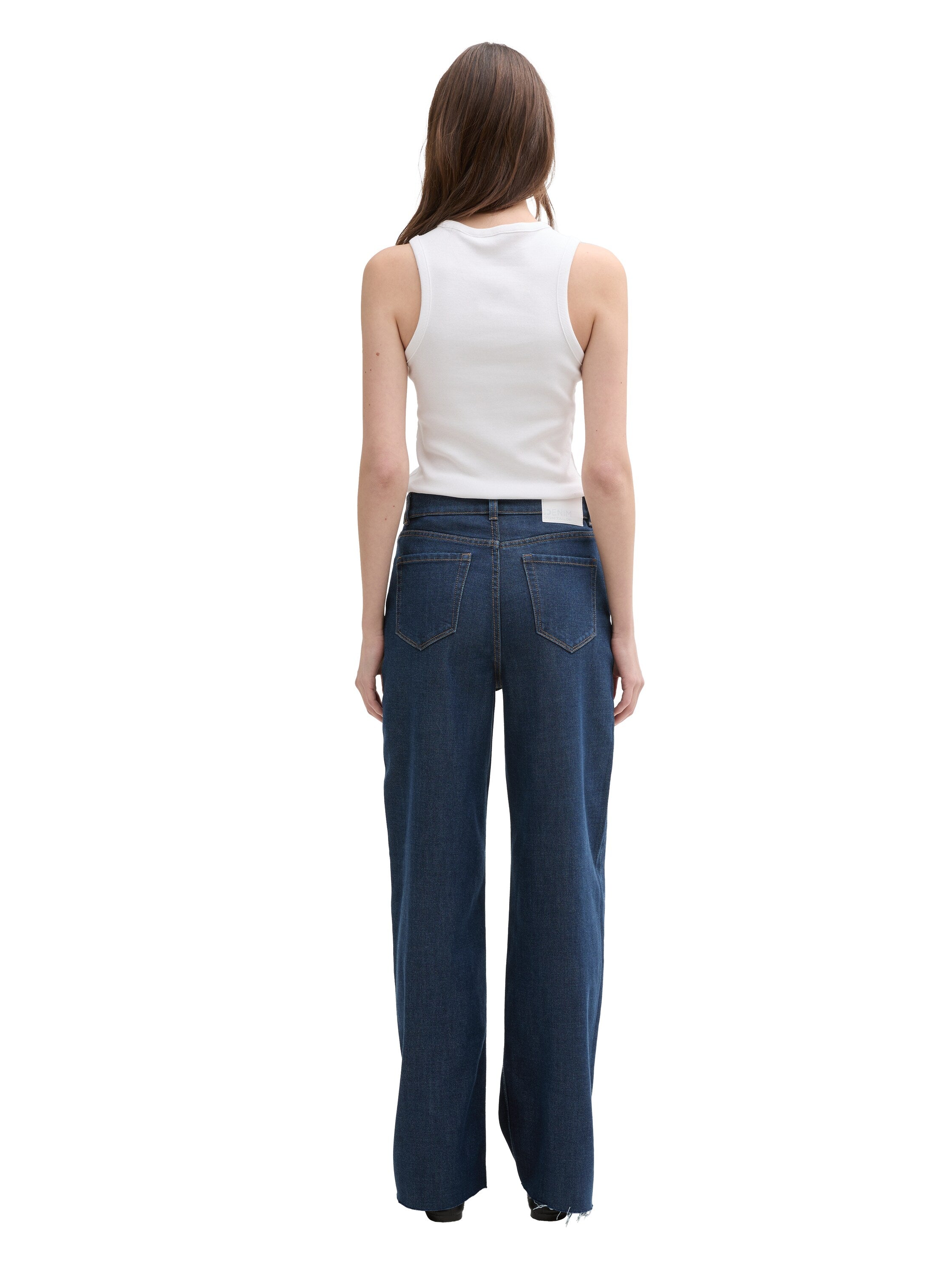 Tom Tailor Dark Stone Blue Denim Wide Leg Jeans With Stretch