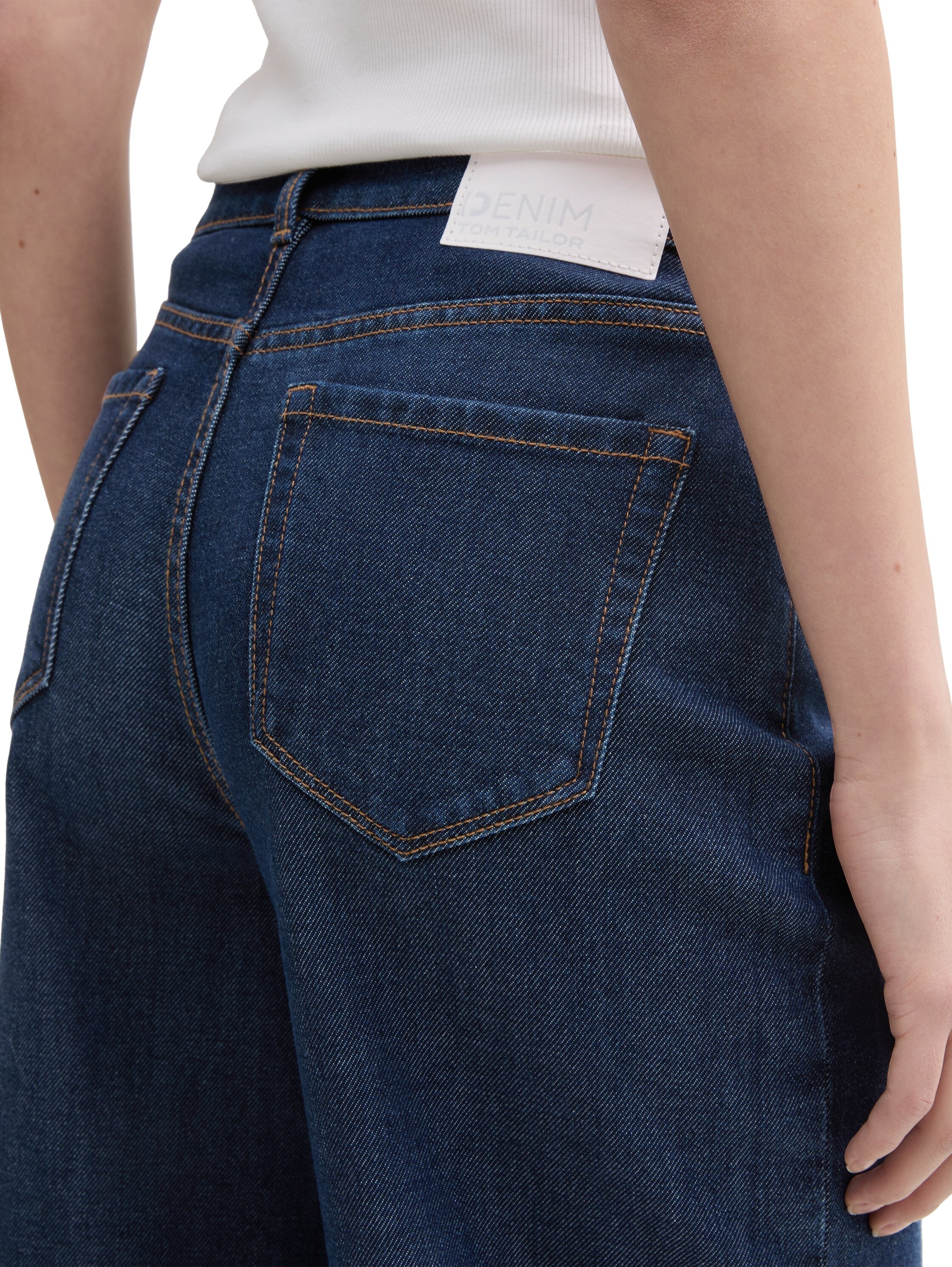 Tom Tailor Dark Stone Blue Denim Wide Leg Jeans With Stretch
