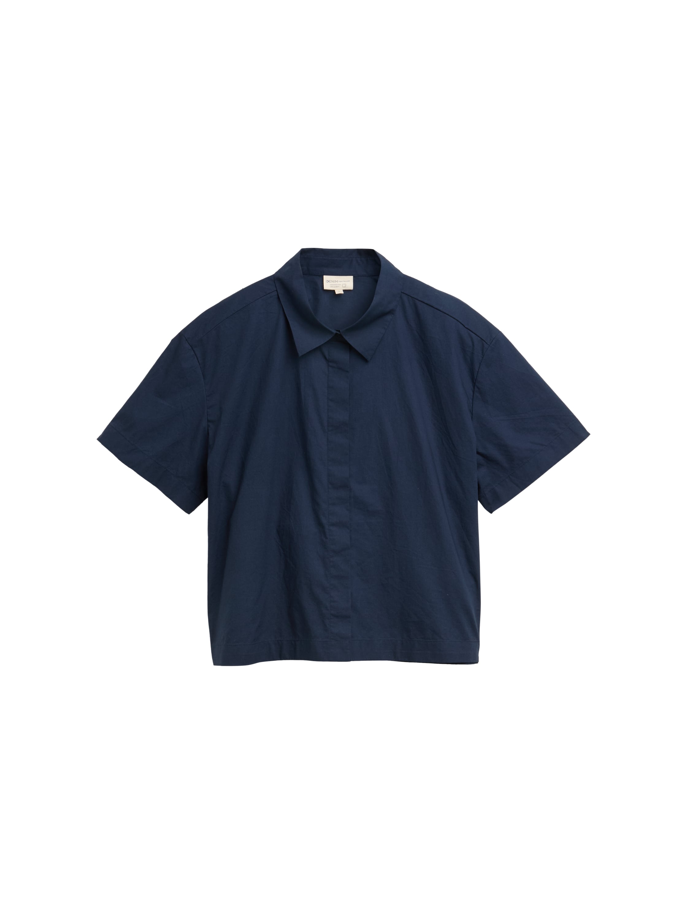 Tom Tailor Sky Captain Blue Boxy Fit Shirt With Concealed Button Placket