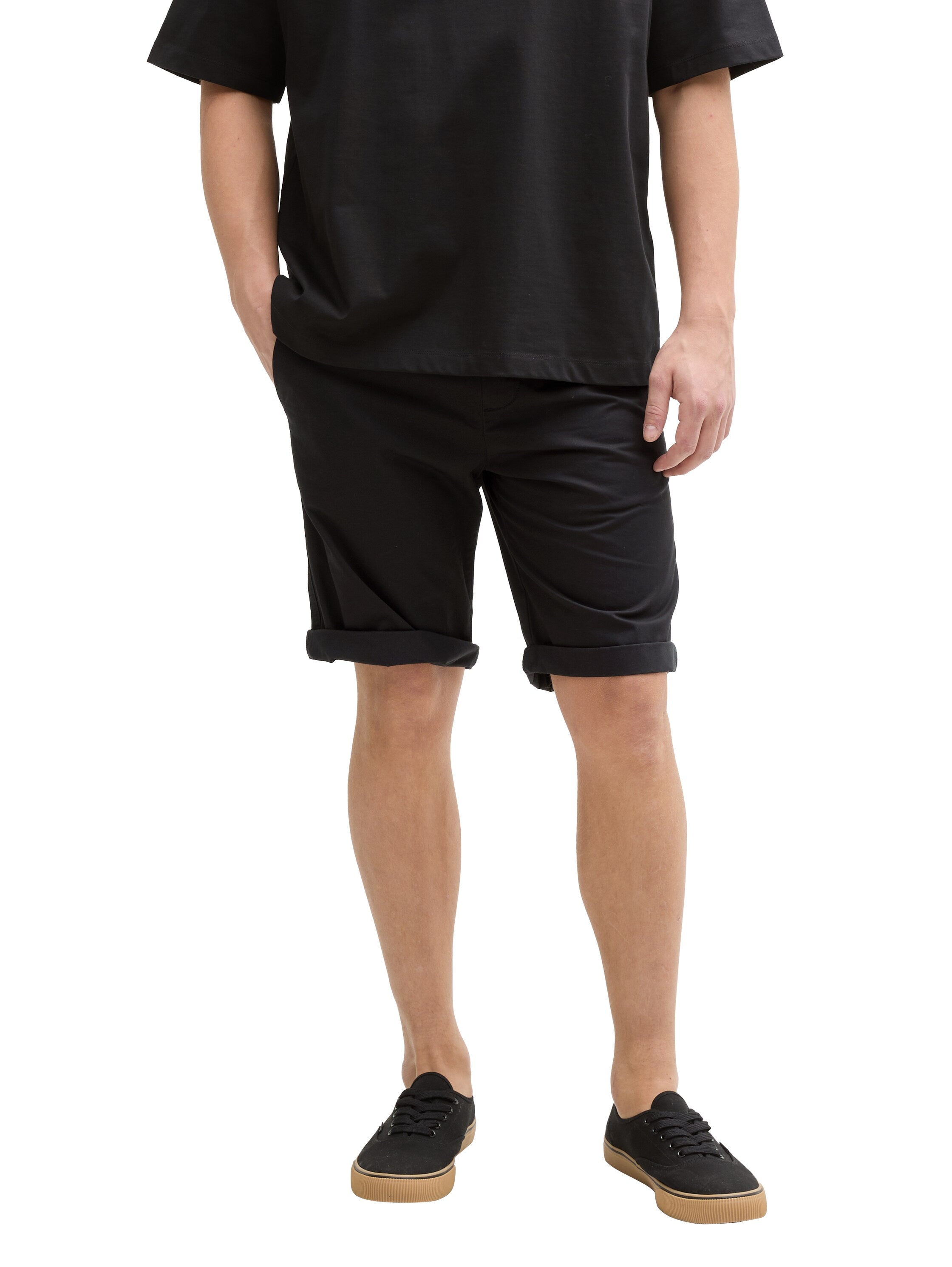 Tom tailor Regular Black Short With Elasticated Waist Cotton Band