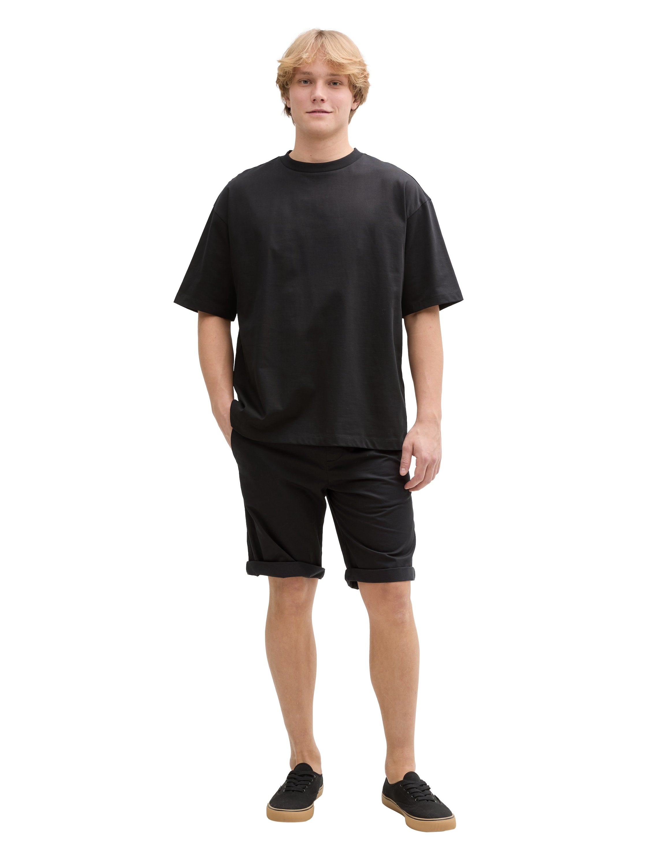 Tom tailor Regular Black Short With Elasticated Waist Cotton Band