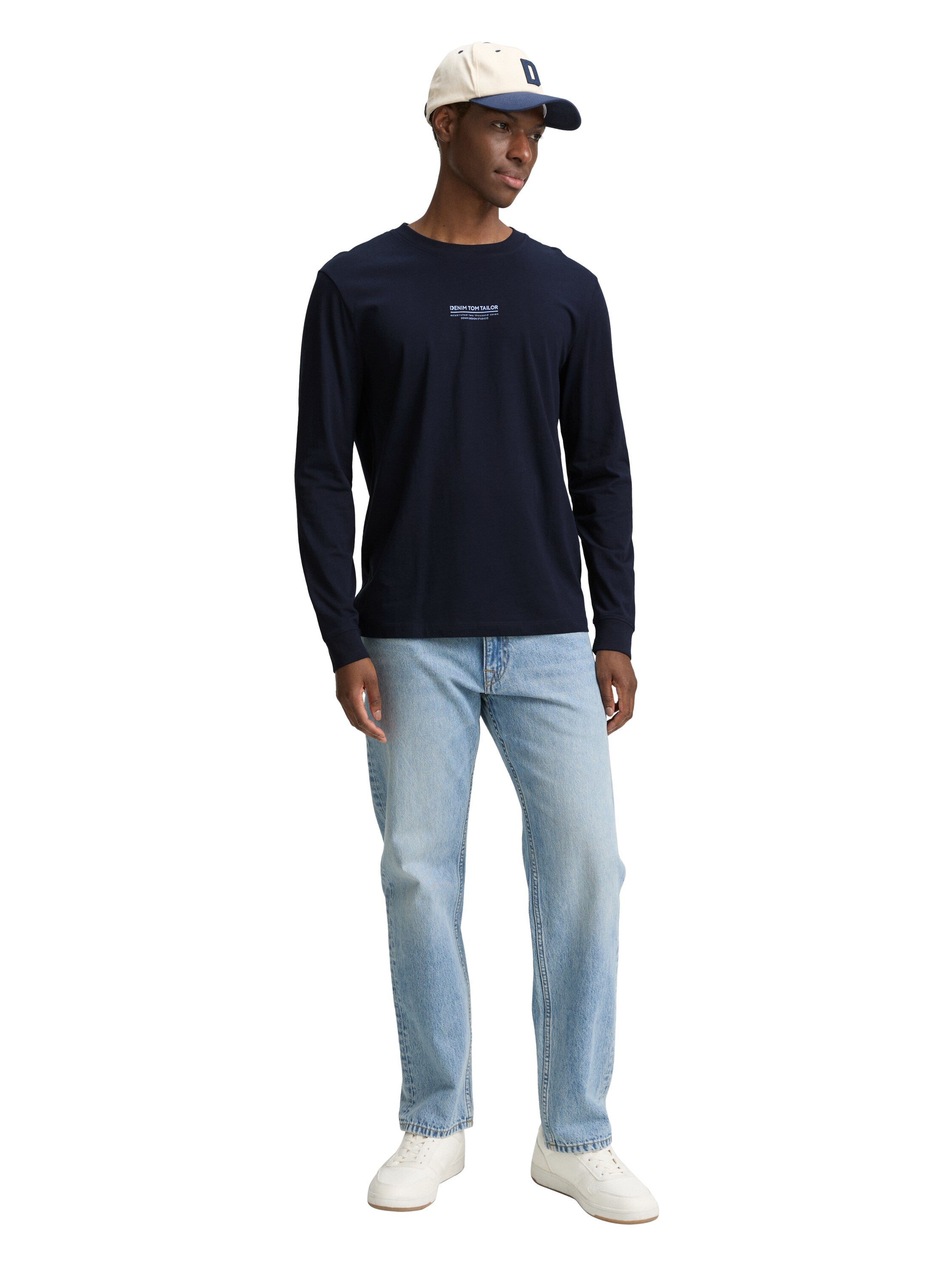 Tom Tailor Long Sleeved Navy t-shirt With Front Logo