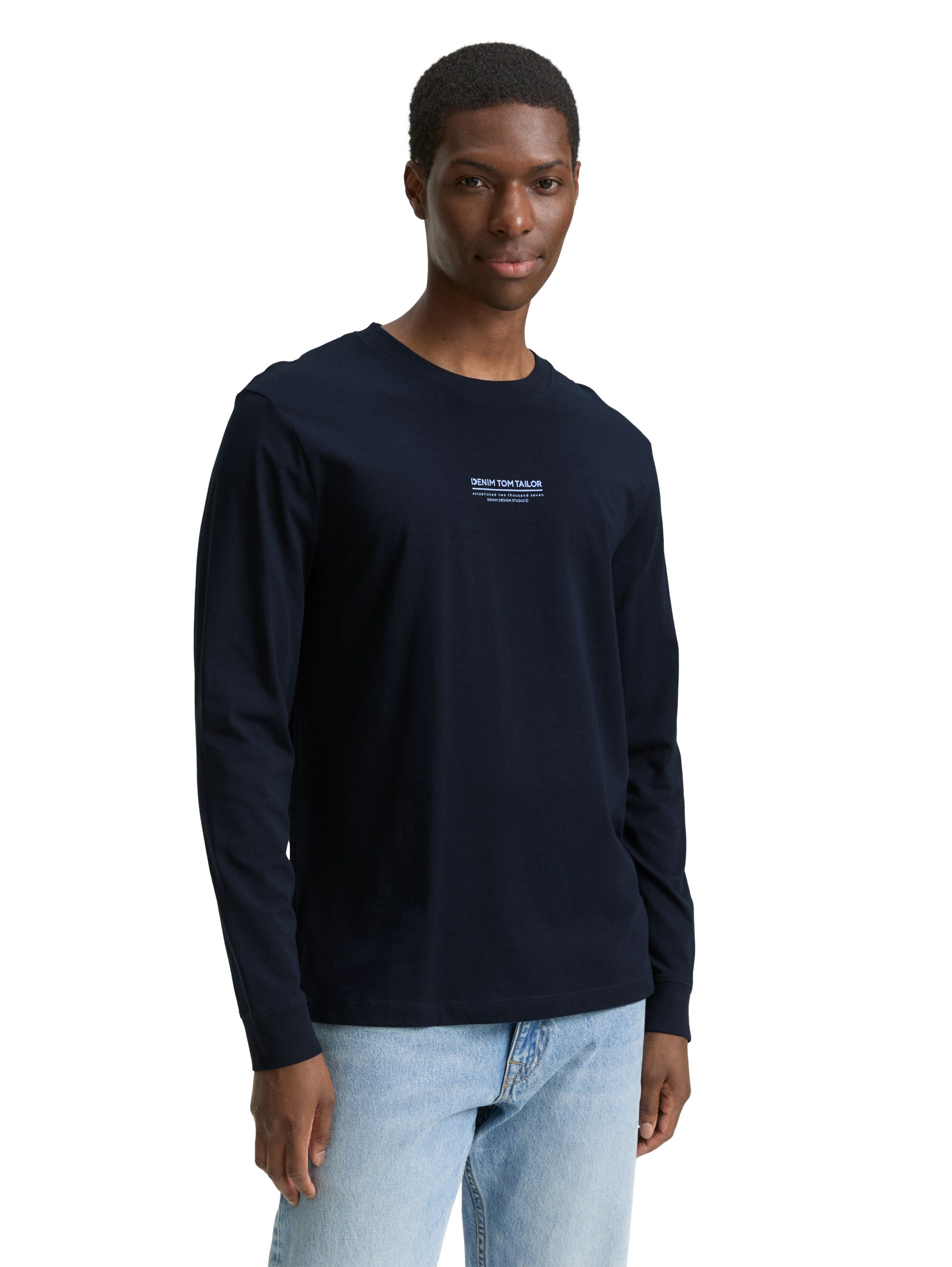 Tom Tailor Long Sleeved Navy t-shirt With Front Logo