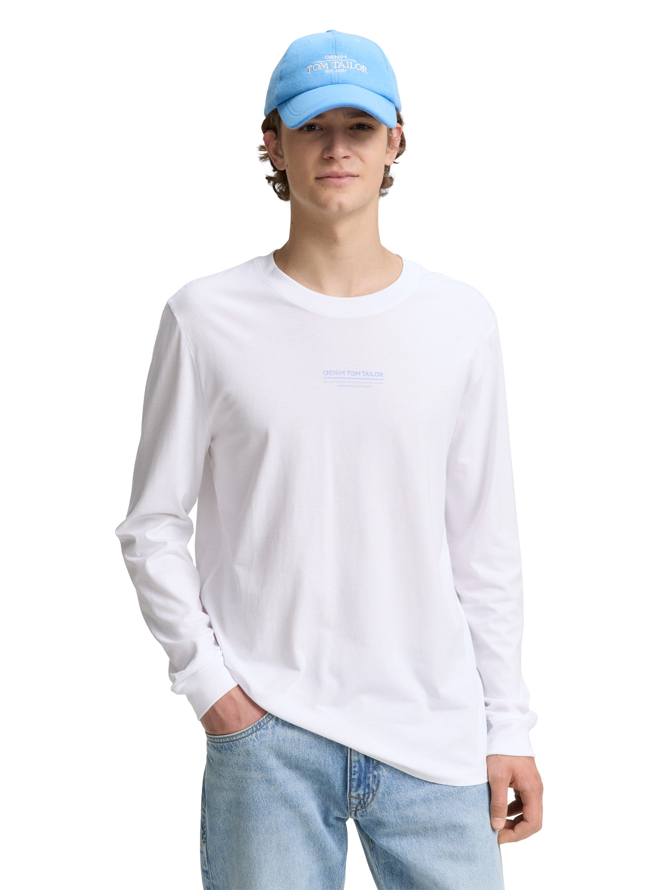 Tom Tailor Long Sleeved White t-shirt With Front Logo