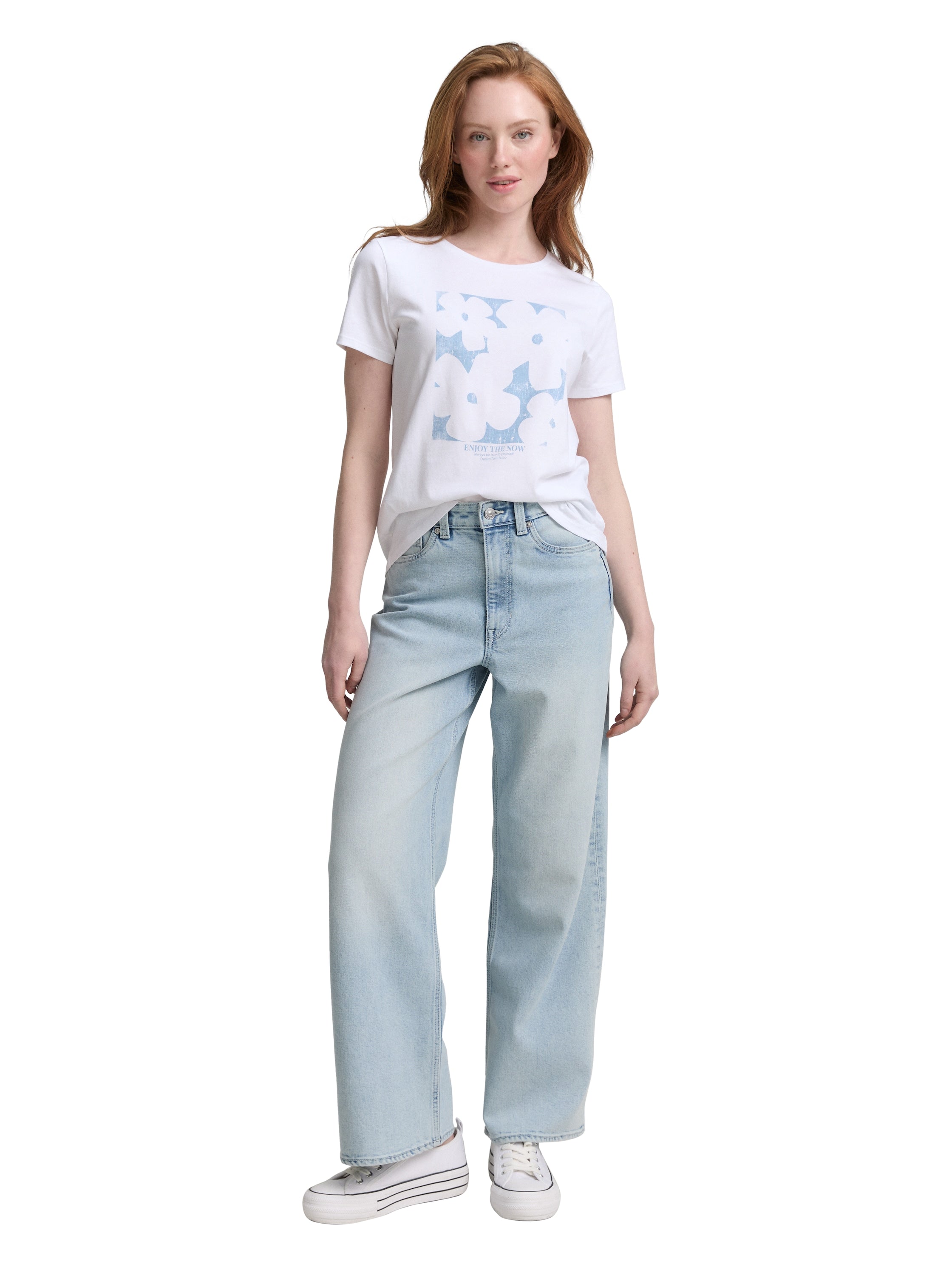 Tom Tailor White Cotton T-shirt With Front Design