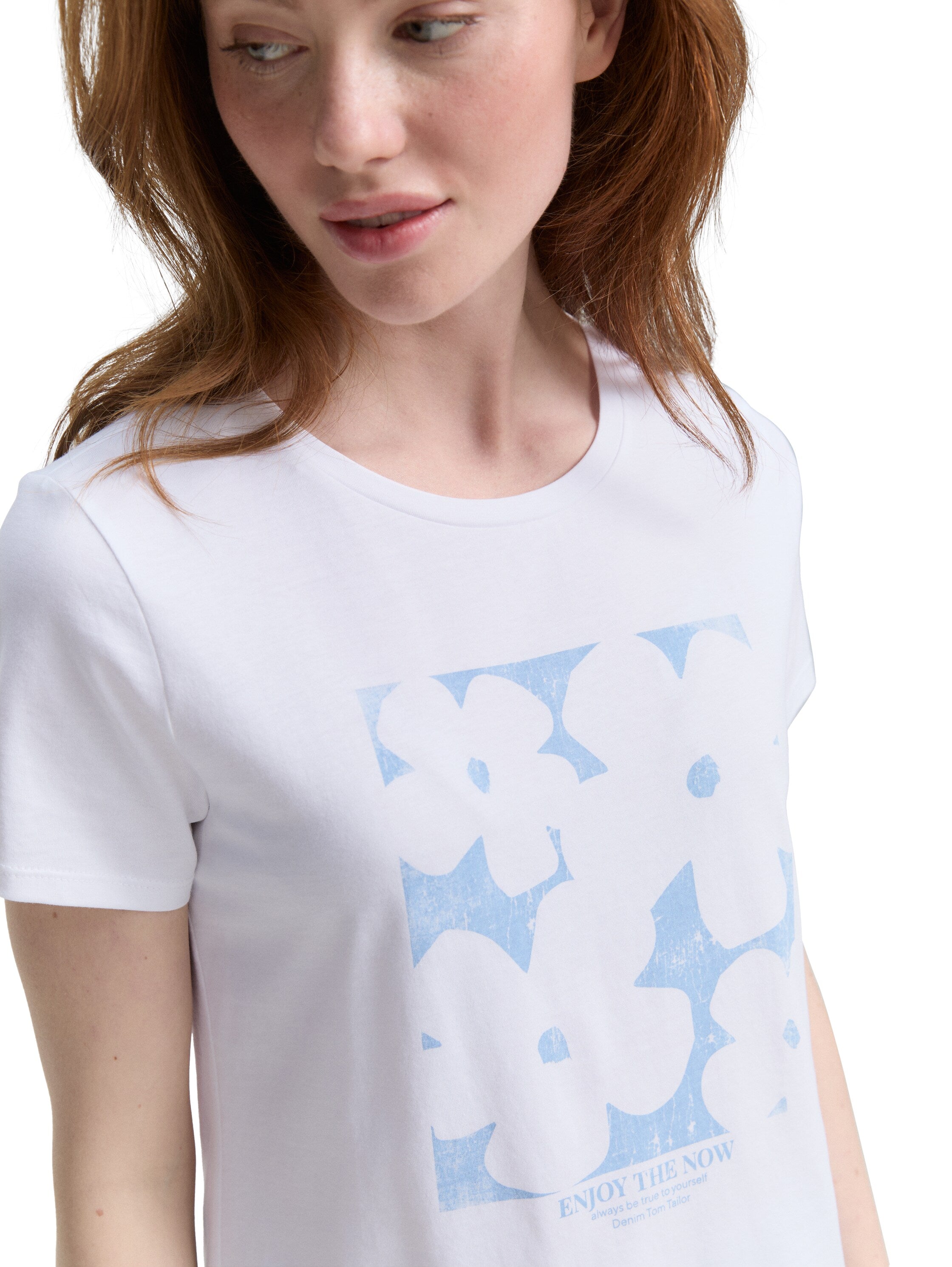 Tom Tailor White Cotton T-shirt With Front Design