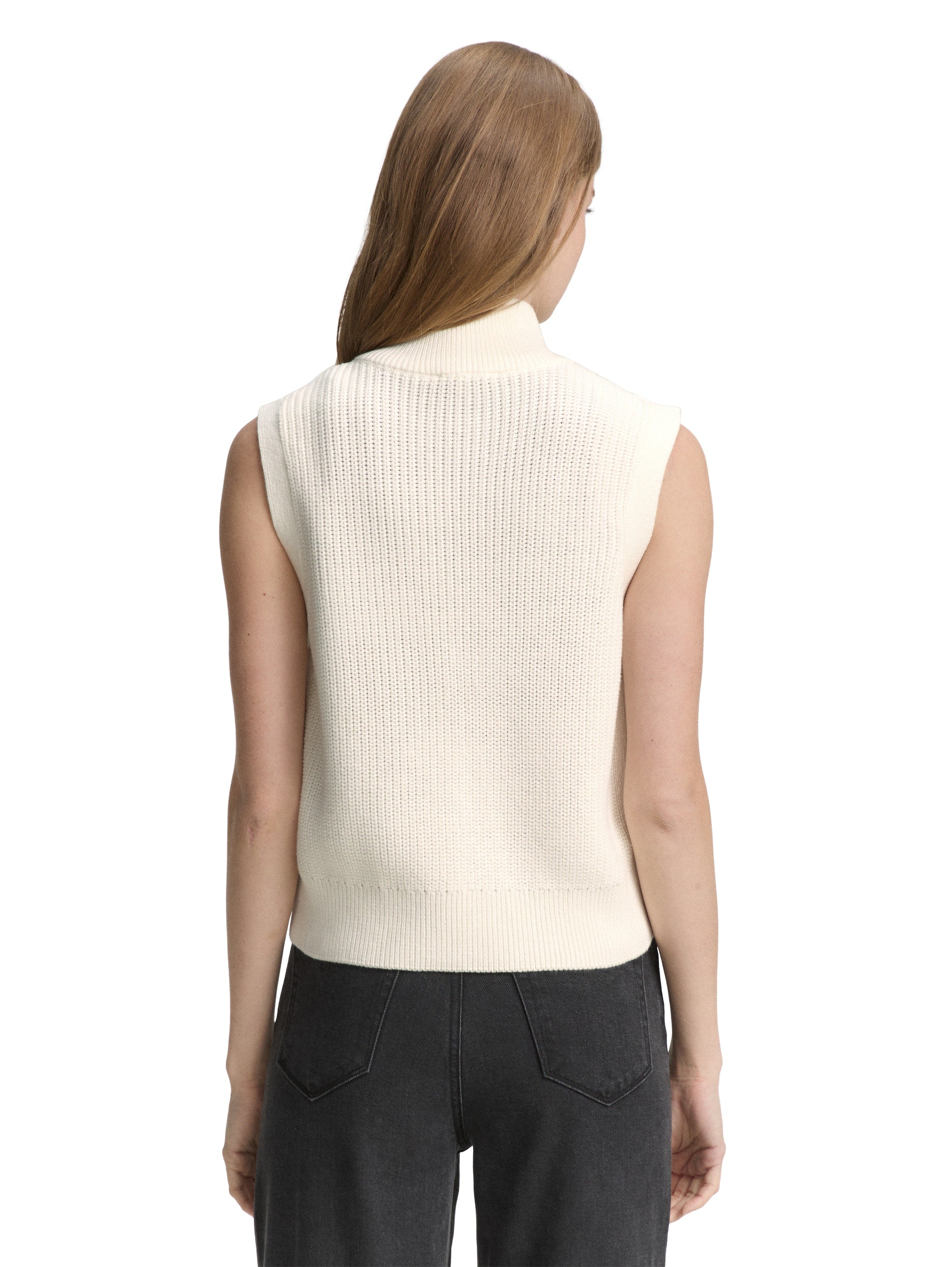 Tom Tailor Offwhite Vest With Full Zipper