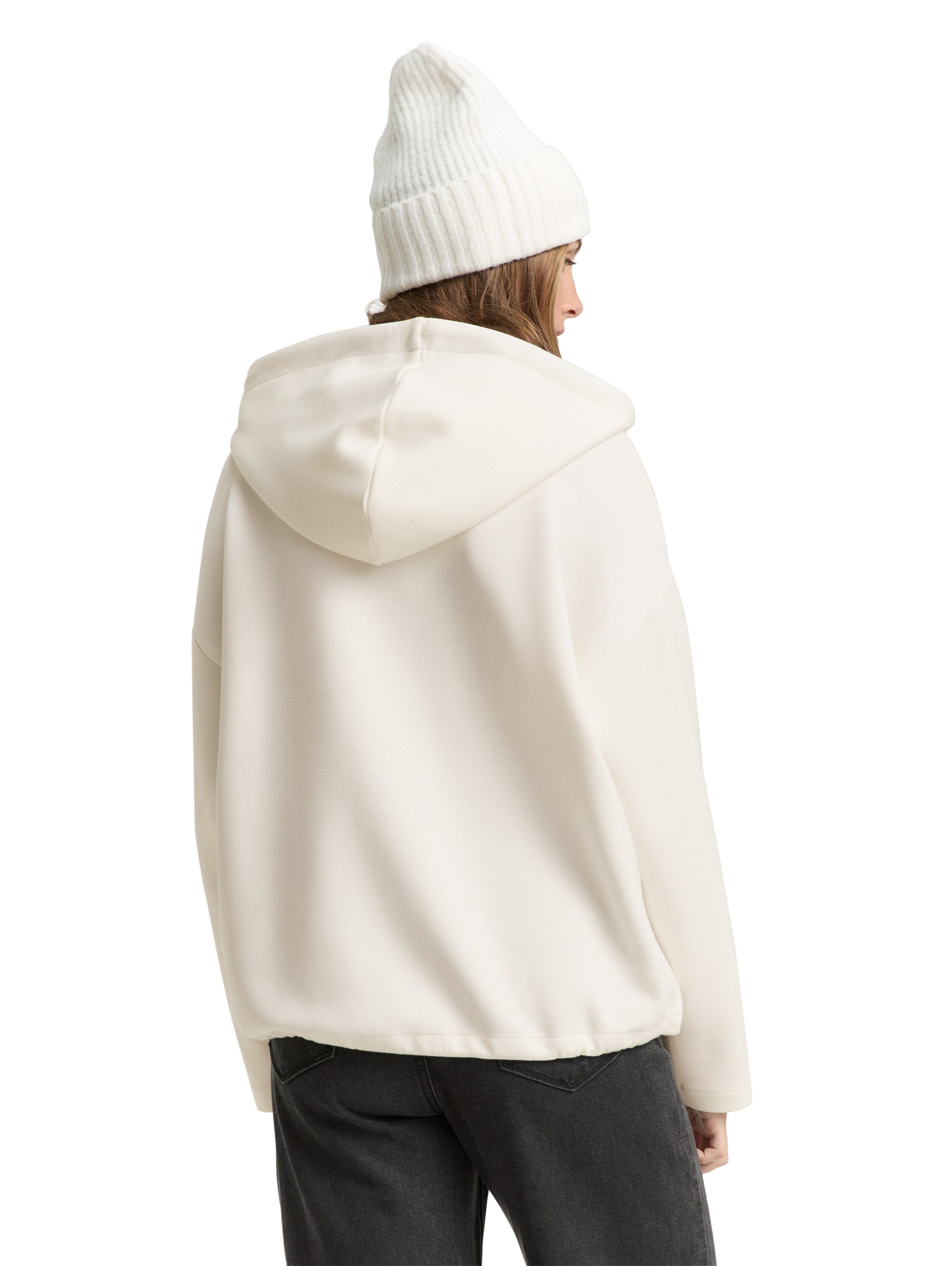 Tom Tailor Loose Fit Scuba Offwhite Hoodie Sweater