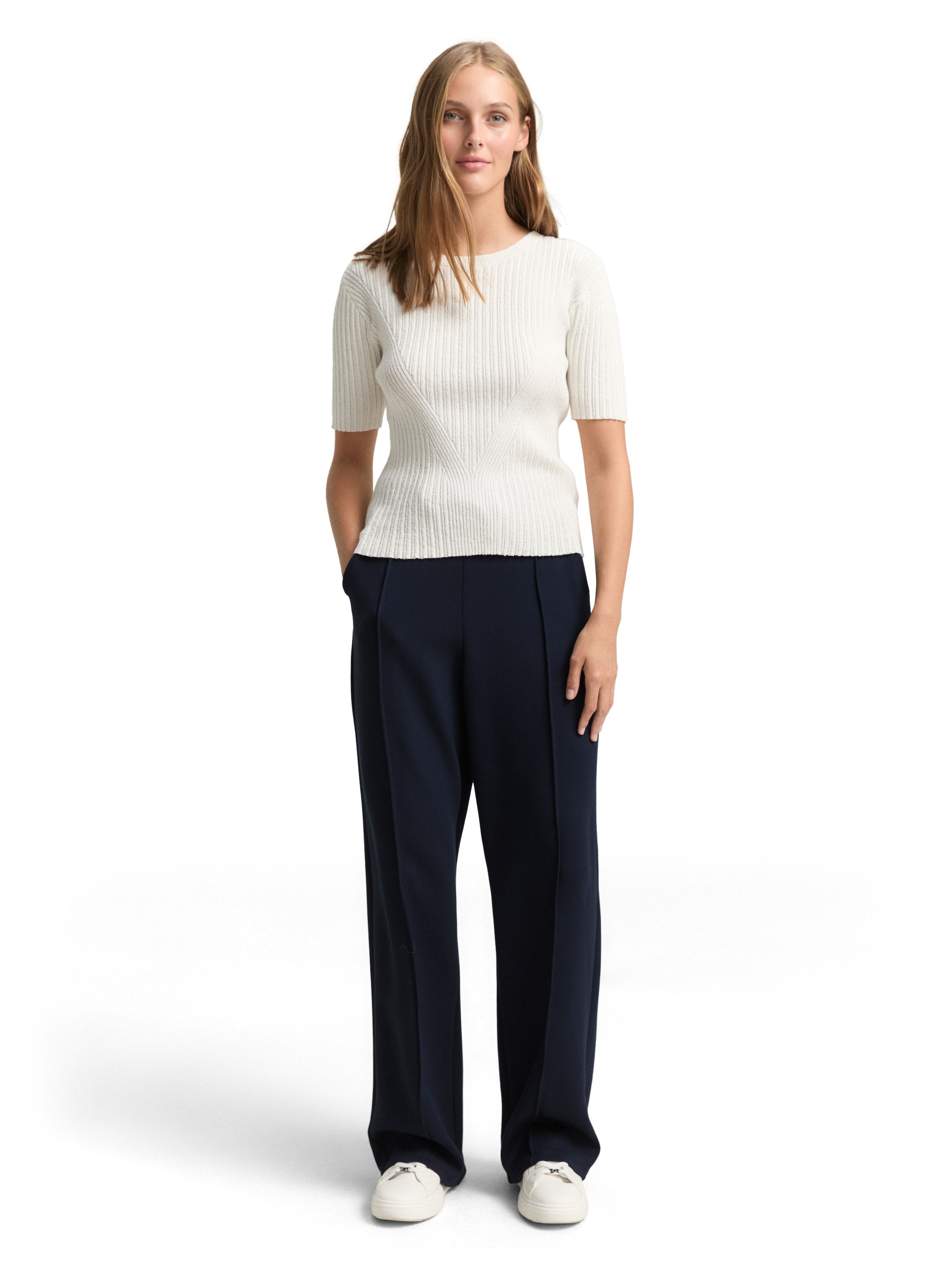 Tom Tailor Navy Blue Straight Scuba Pant