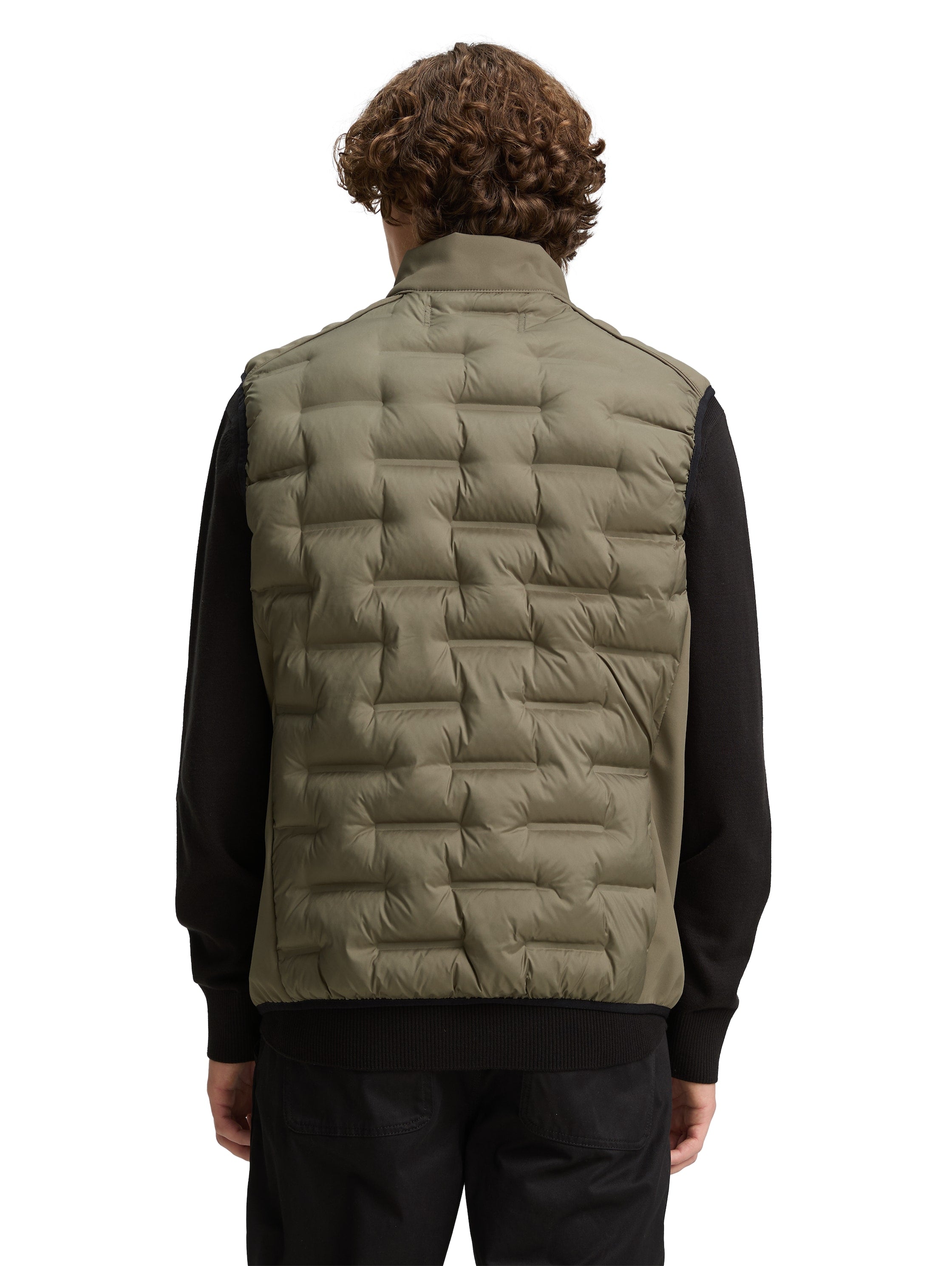 Tom Tailor Khaki Hybrid Vest With Zipper To Close