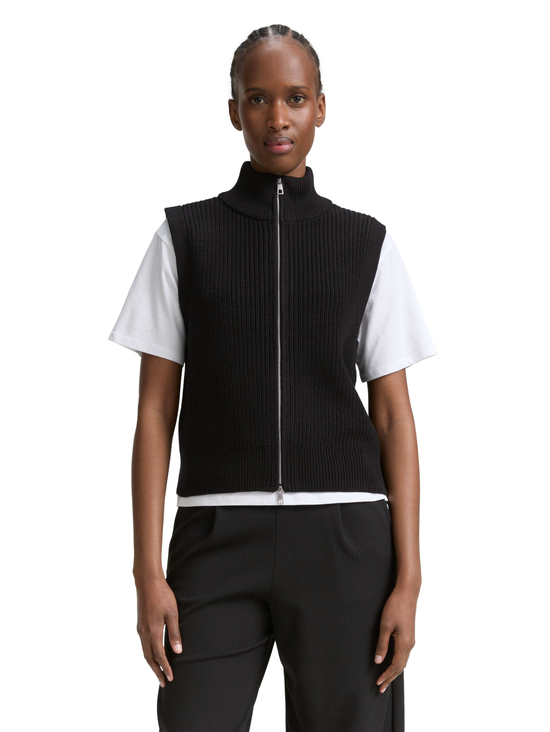 Tom Tailor Navy Vest With Full Zipper