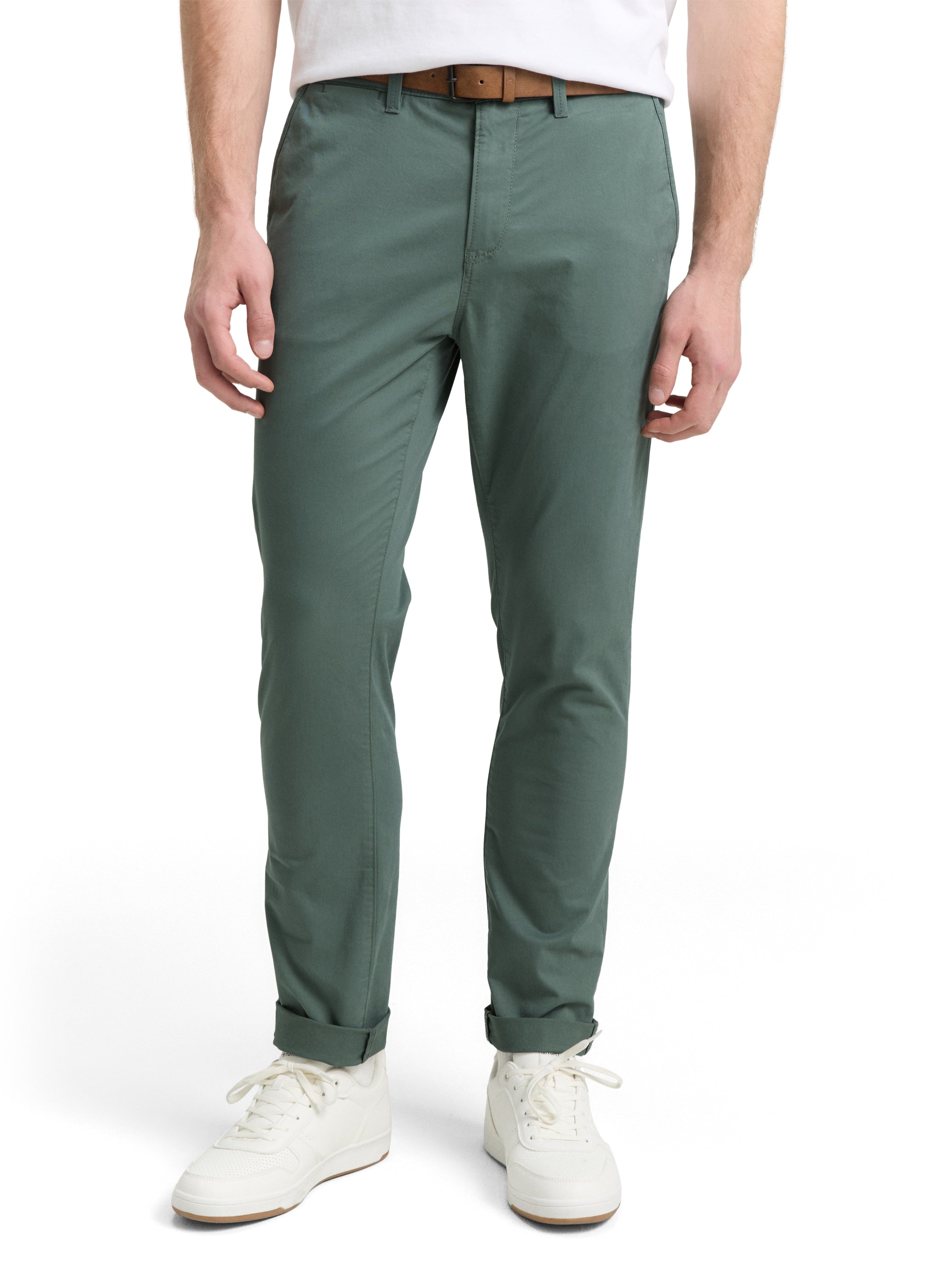 Tom Tailor Slim Washed Green Chino With Belt